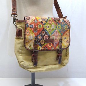 Sixtease Wildfire Shoulder Bag The New Vintage Leather & Up-cycled Canvas EUC